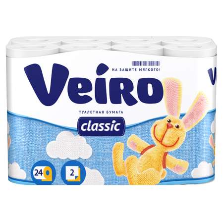 Туалетная бумага Veiro Classic 2 слоя 24 рулона Белая без аромата