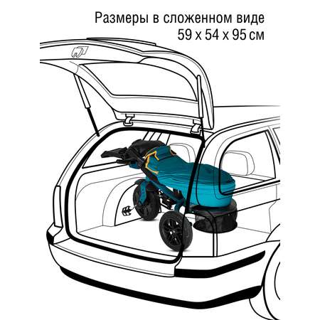 Велосипед-коляска детский трехколесный CITYRIDE Lunar 2.0 колеса 12/10 бирюза