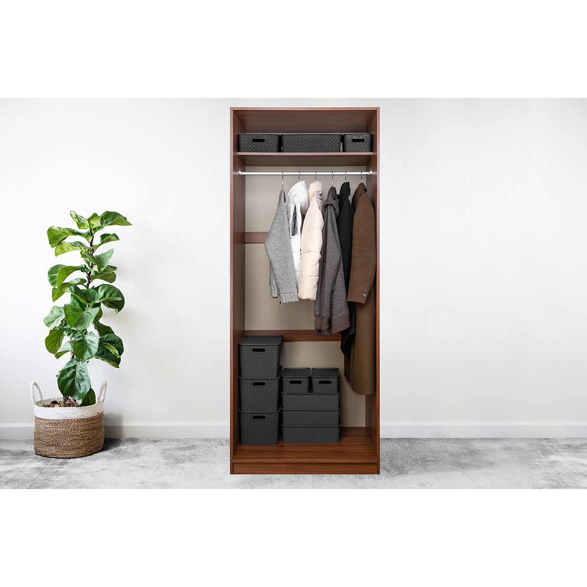 Набор корзинок El Casa 12 шт с крышками 3 л 4 штуки. 7.5 л 4 штуки. 14 л 4 штуки Береста черный - фото 6