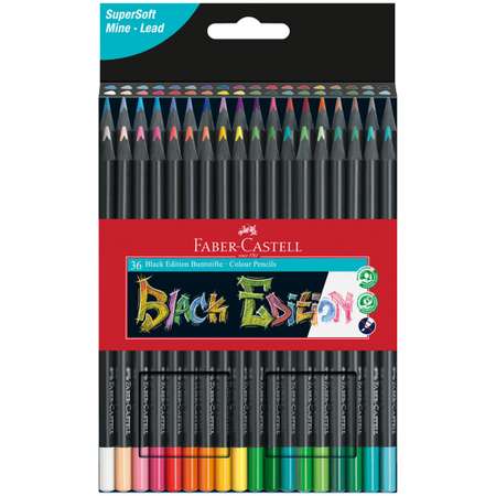 Карандаши цветные FABER CASTELL Black Edition 36 цветов трехгранные черное дерево