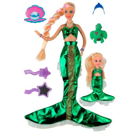 Набор кукол Defa Lucy Морские царевны в комплекте морское животное и аксессуары цвет зеленый
