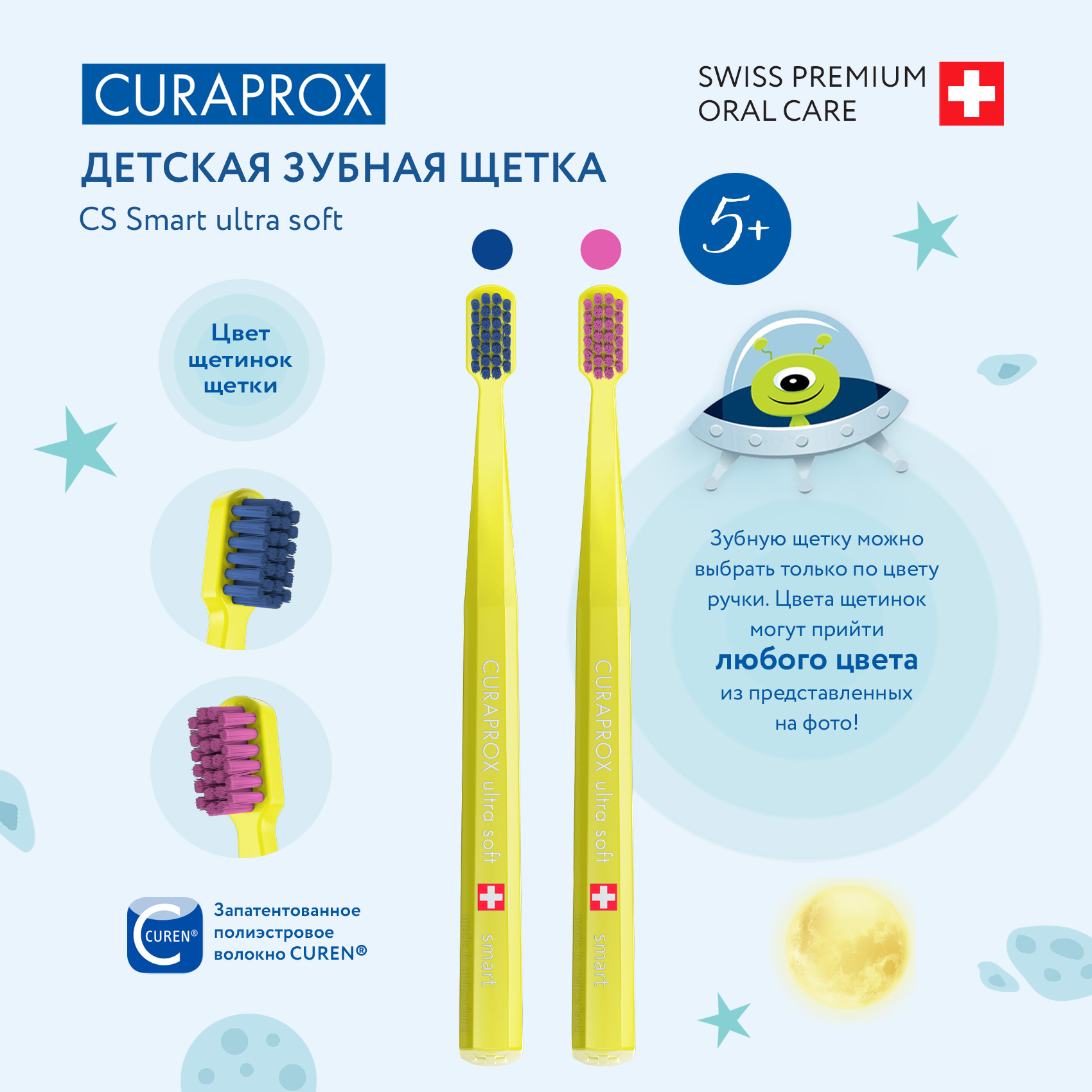 Зубная щетка Curaprox детская Smart желтая - фото 2