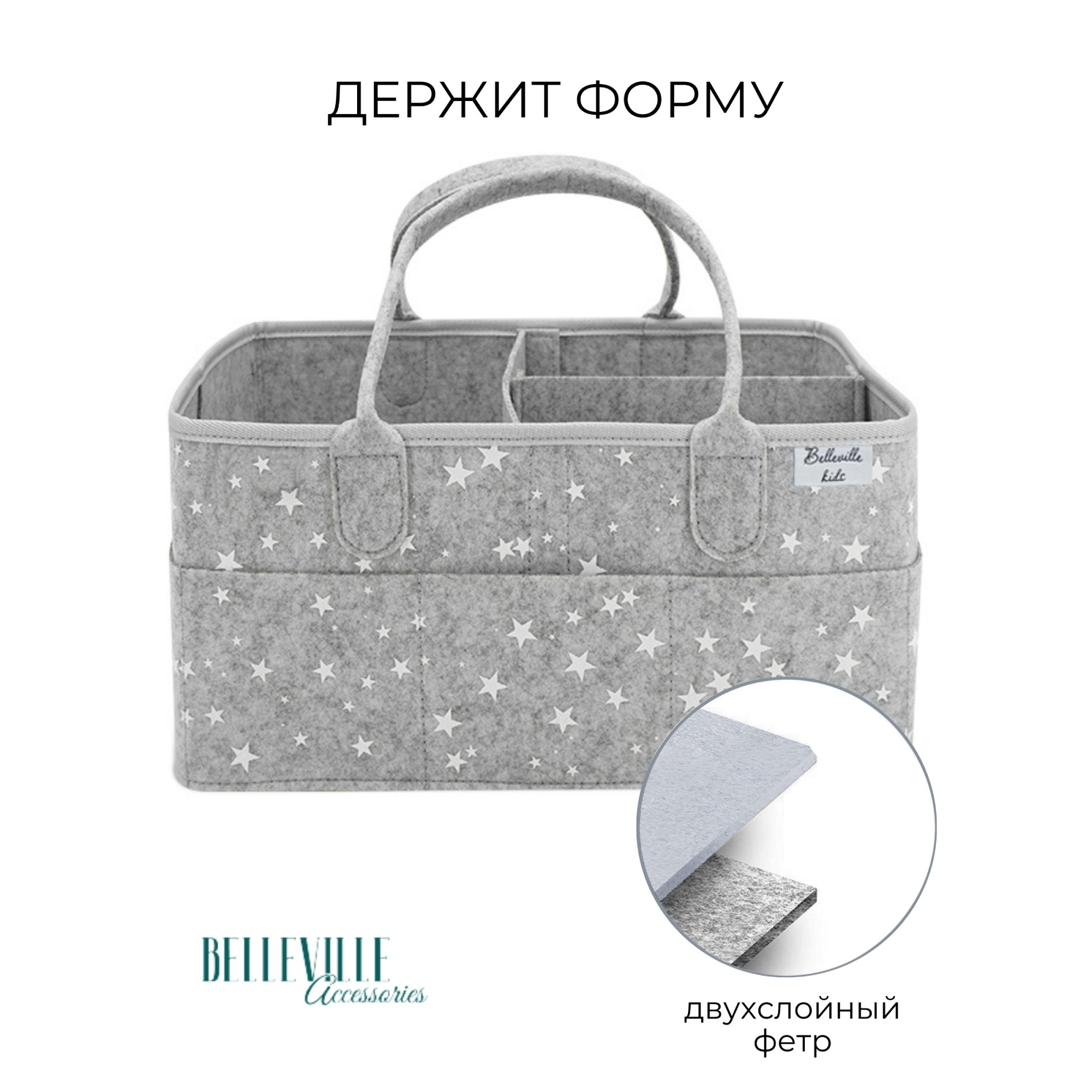 Сумка-органайзер Belleville Accessories для хранения подгузников и памперсов новорожденного и вещей для пеленания diapercaddy-greystars - фото 2