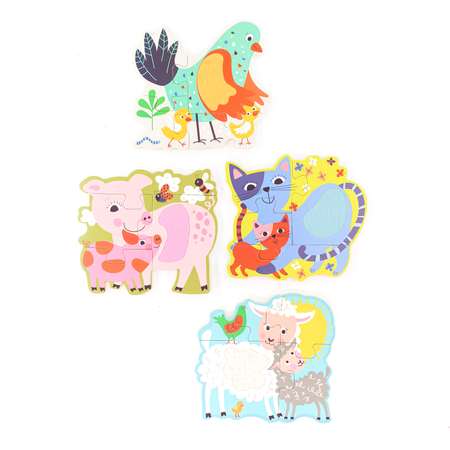 Деревянный пазл Avenir для малышей Животные Фермы с текстурными вставками 4 пазла по 4 элемента