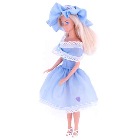 Легкое платье из шелка Модница для куклы 29 см 1401 голубой