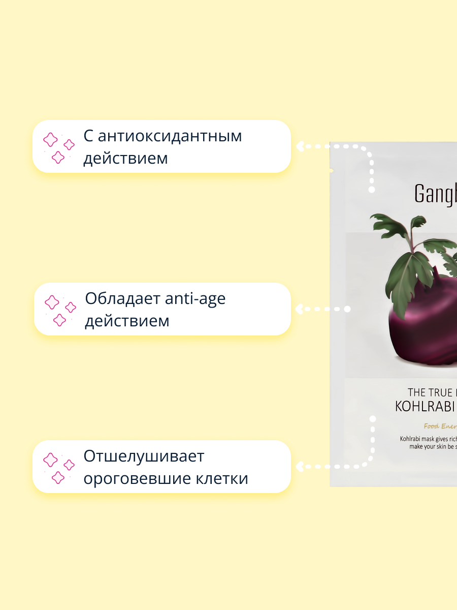 Маска тканевая GANGBLY с экстрактом кольраби антиоксидантная 30 мл - фото 3