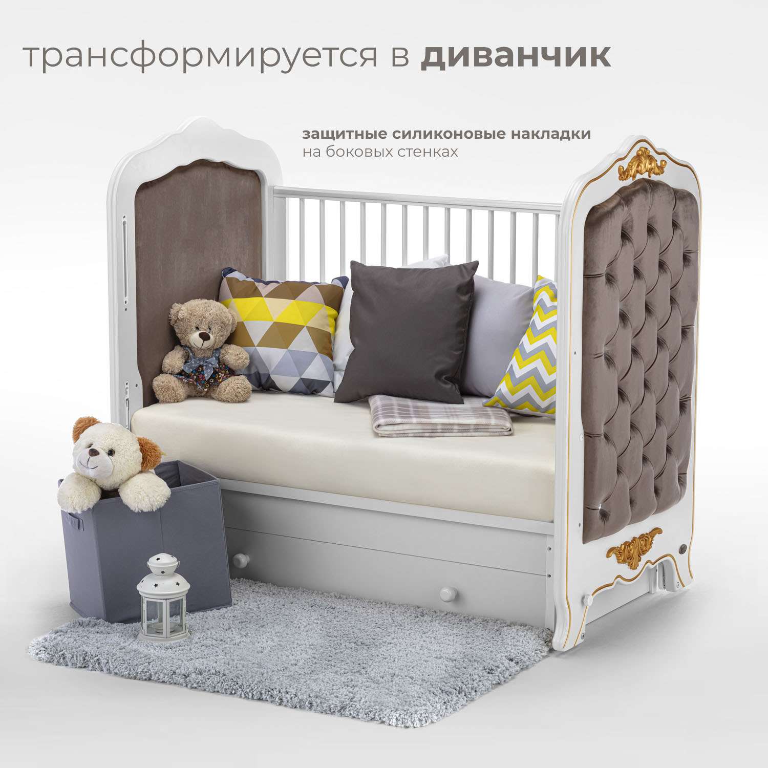 Детская кроватка Nuovita прямоугольная, поперечный маятник (белый) - фото 5
