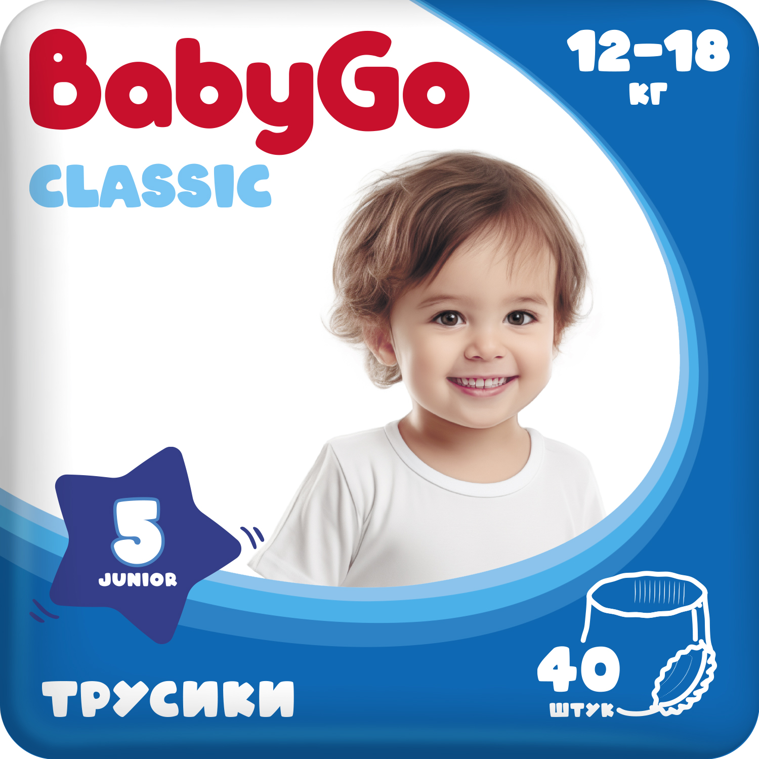 Трусики Baby Go Junior 12-18кг 40шт - фото 1