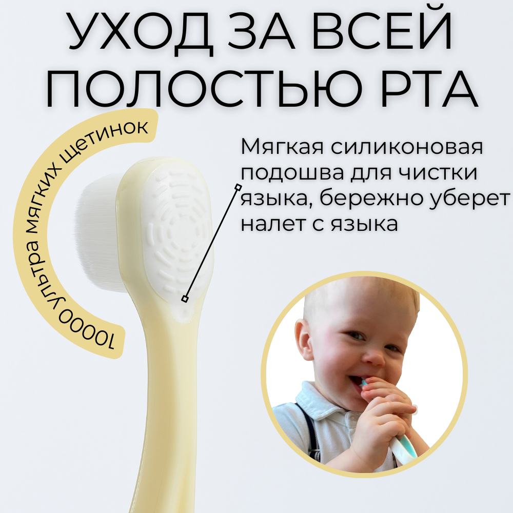 Ультра мягкая зубная щетка Чистый Зуб для детей с 0 лет 10000 щетинок желтый - фото 4