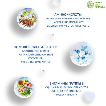 Набор Витамины для мозга Green Leaf Formula триптофан лецитин соевый для нервной системы фосфолипиды 2 банки