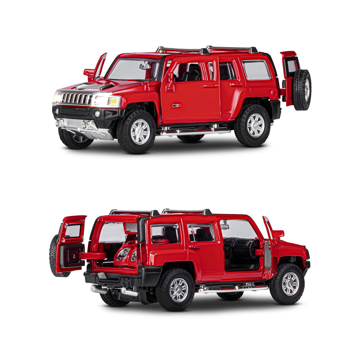 Машинка металлическая АВТОпанорама игрушка детская Hummer H3 1:32 красный JB1251293 - фото 6