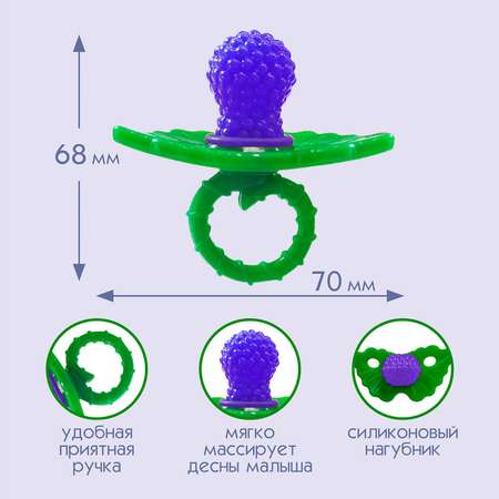 Прорезыватель Крошка Я силиконовый «Ягодка-пустышка» цвет фиолетовый