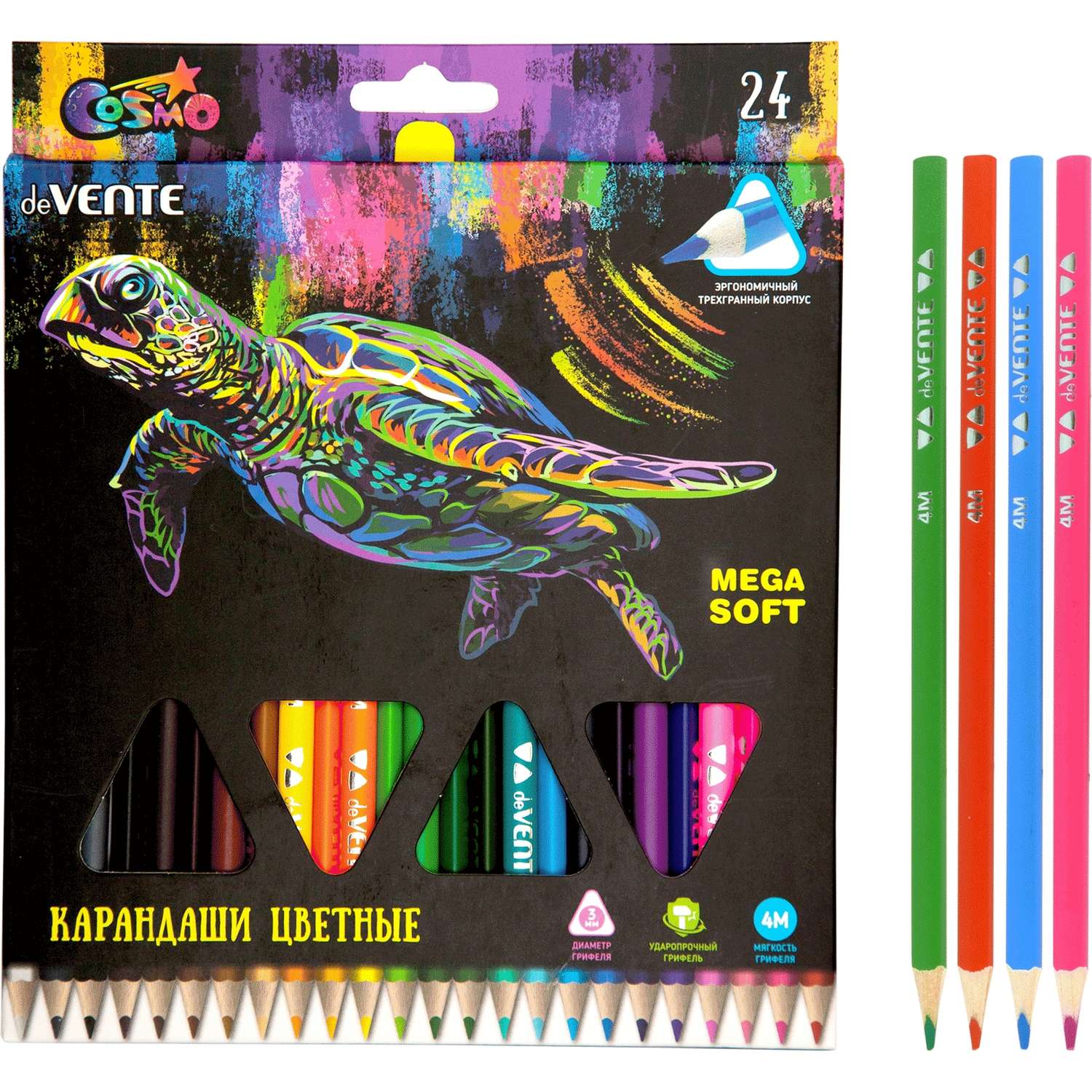 Набор цветных карандашей deVENTE Трехгранные 24 цвета - фото 1
