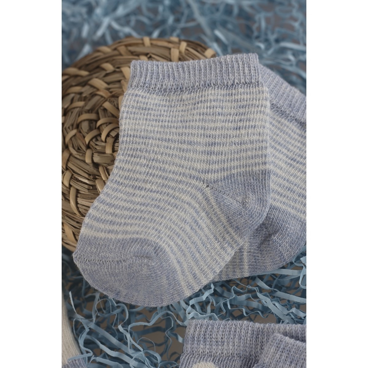 Носки 3 пары Olay Socks 02-MB0016-52/голубой/молочный/горох/полоска - фото 5