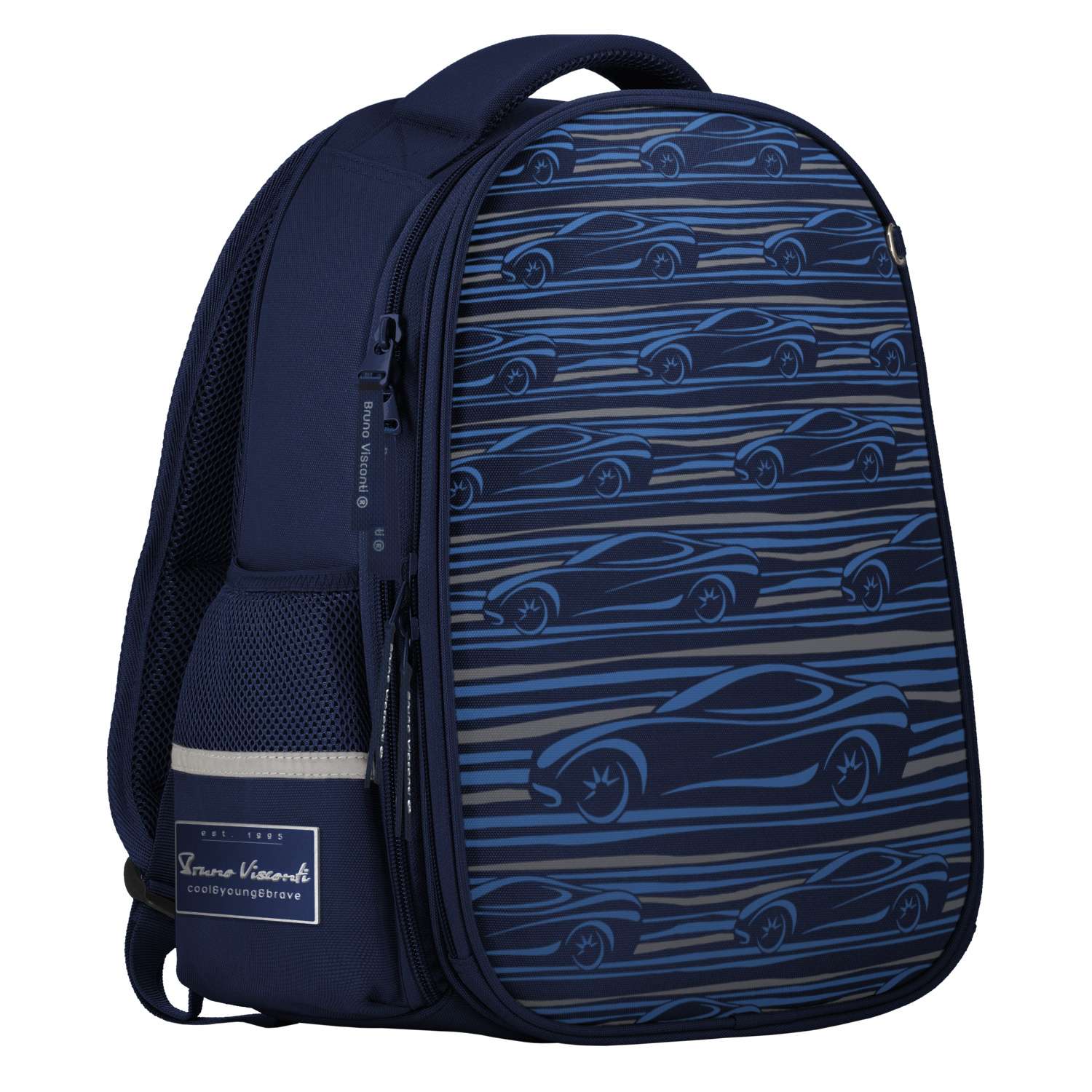 Рюкзак школьный Bruno Visconti облегченная капсула синий с эргономичной спинкой Спорткар - фото 1