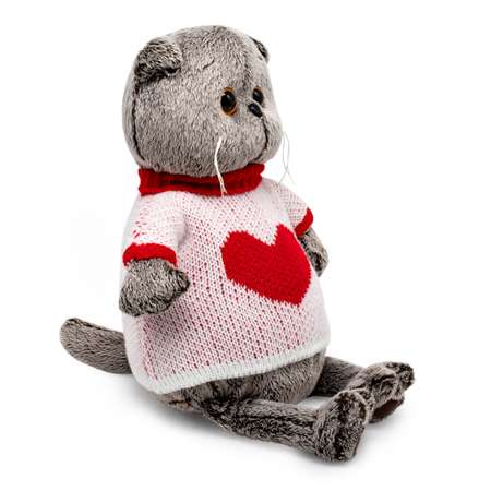 Мягкая игрушка BUDI BASA Басик в свитере с сердцем 25 см Ks25-249