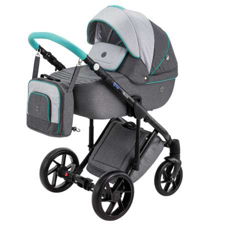 Коляска 3в1 BeBe-mobile Marconi Standart BE31-C Светло-серый+Темно-серый+Mint кожаная отделка