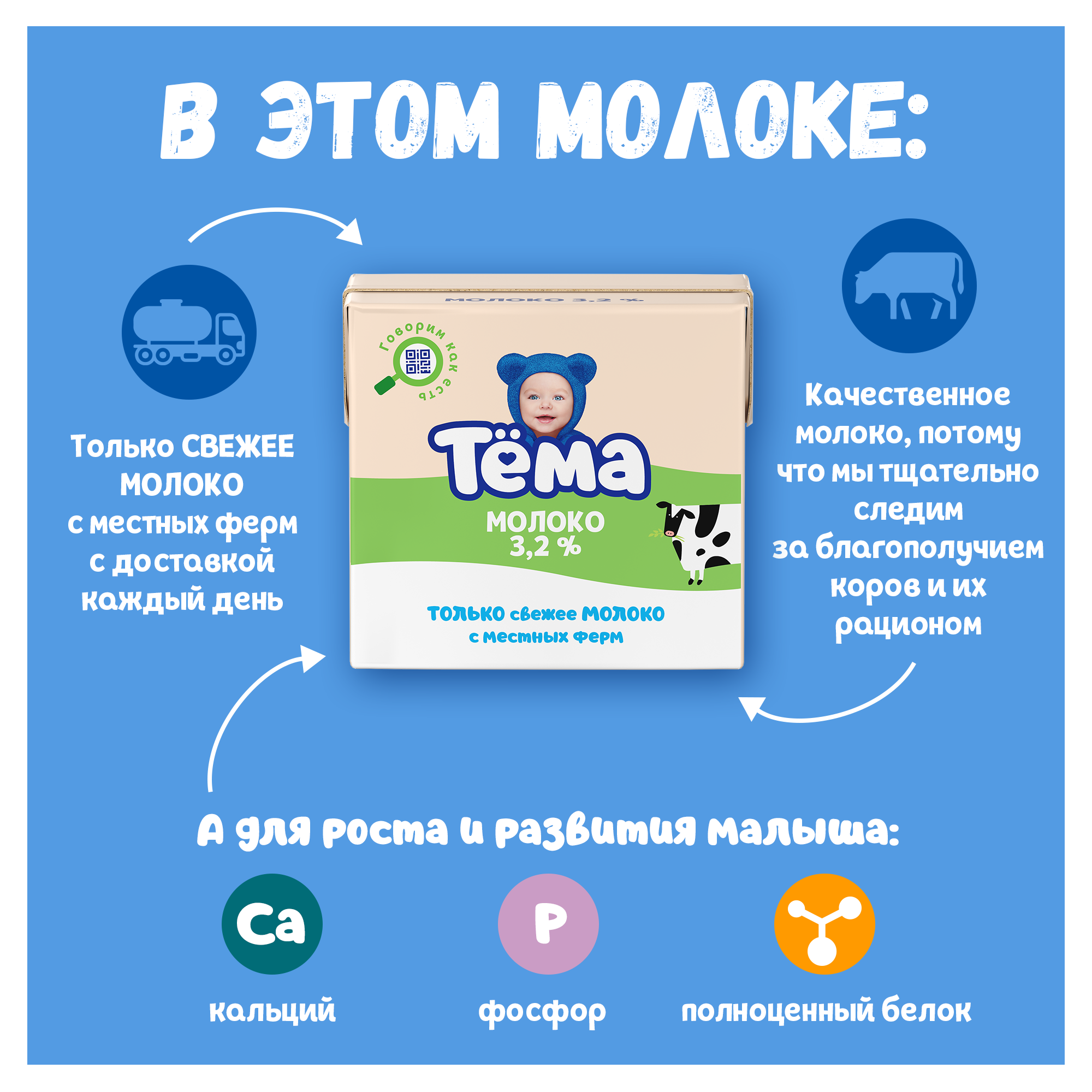 Молоко детское Тёма питьевое ультрапастеризованное с кальцием 3,2% 500 мл - фото 3