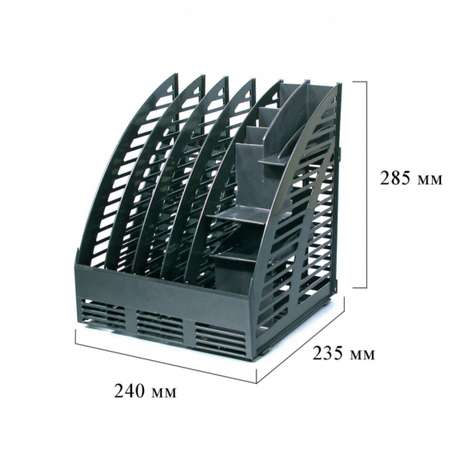 Вертикальный накопитель Attache сборный 4 отделения по 40мм и органайзер черный
