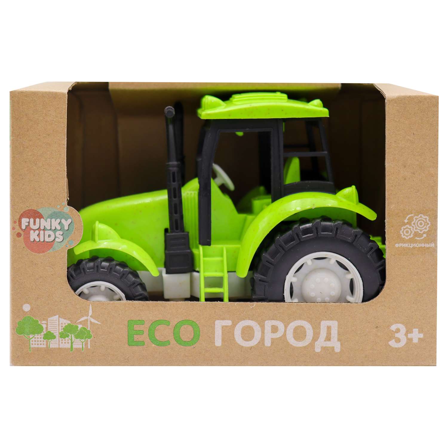 Игрушка Funky Toys Эко-Трактор с фрикц.механизмом 16 см Зеленый FT0416333-3 FT0416333-3 - фото 2