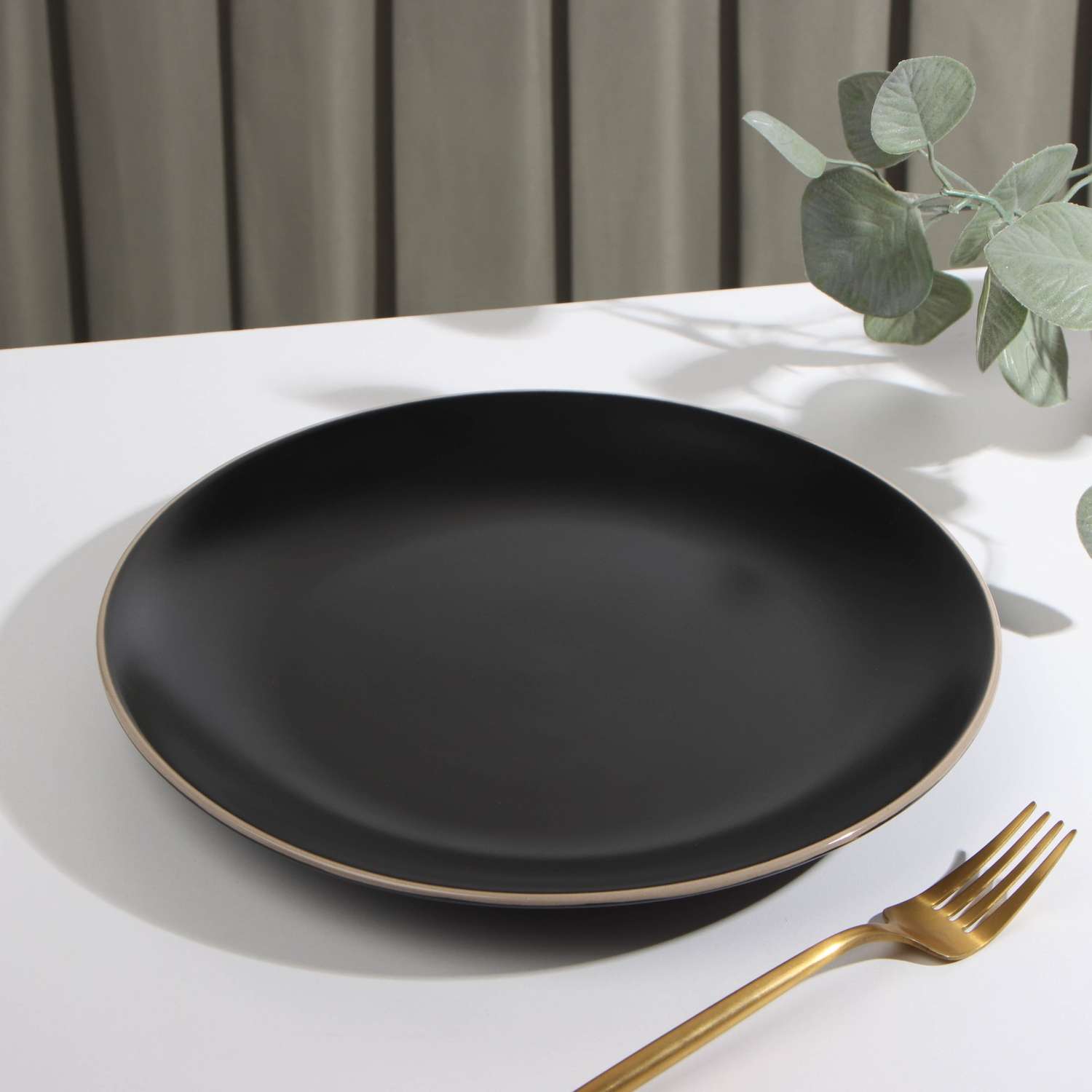 Тарелка Доляна керамическая обеденная «Ваниль» d=27 см цвет чёрный - фото 2