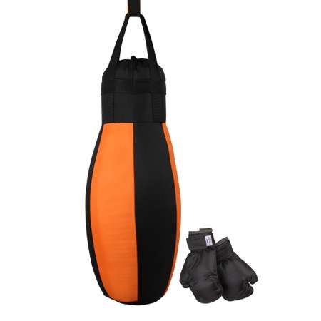 Детский набор для бокса Belon familia груша с перчатками цвет чёрный и оранжевый