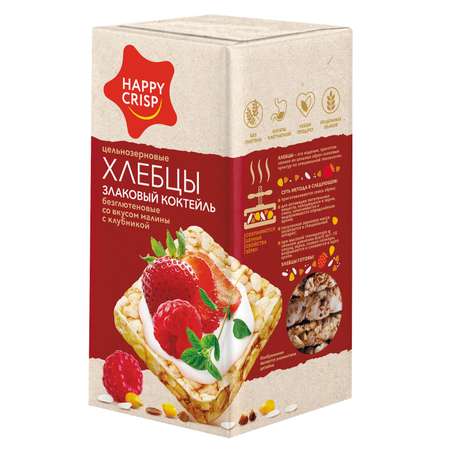 Хлебцы Happy Crisp Злаковый коктейль малина с клубникой 15 шт по 60г