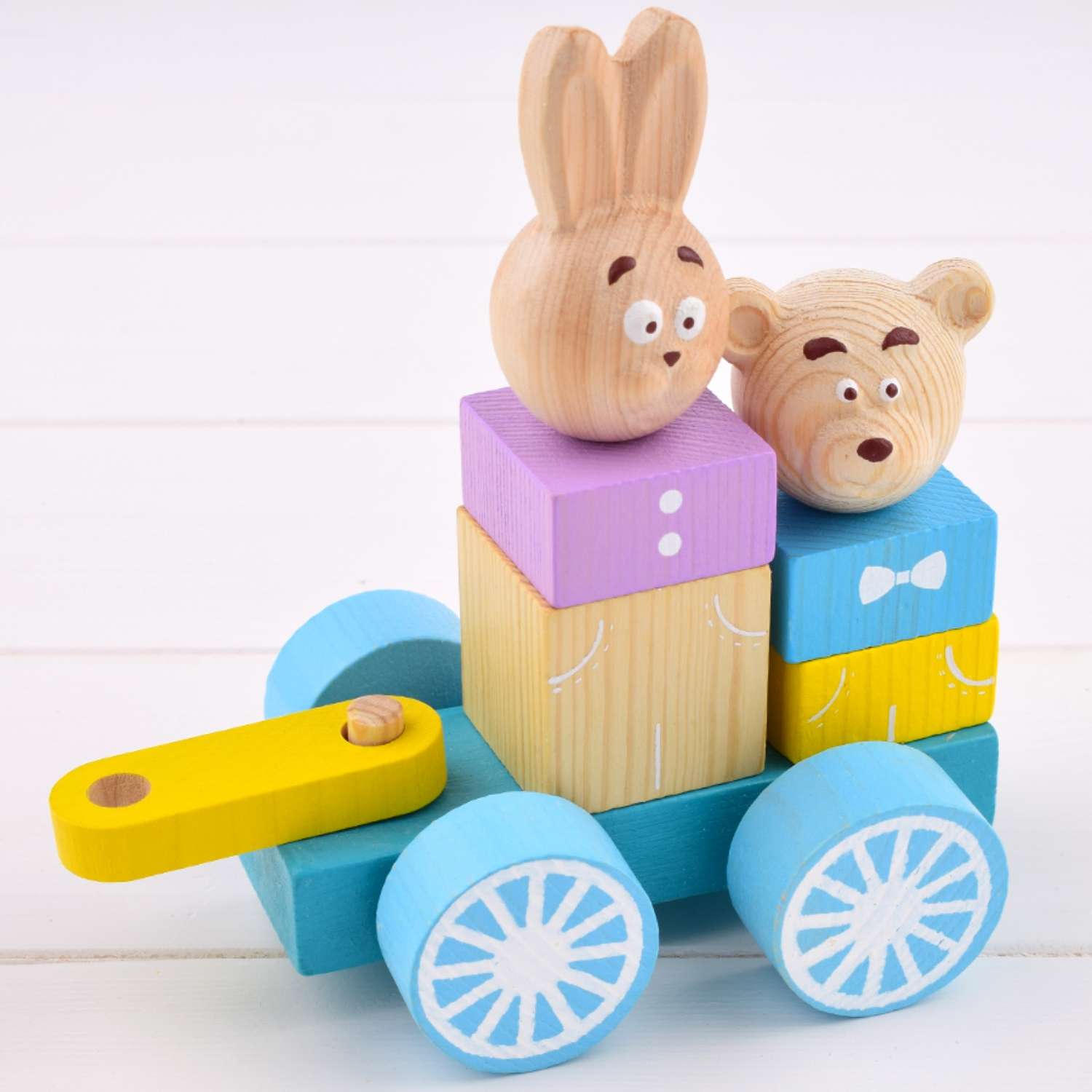 Каталка деревянная Томик развивающая игрушка Паровоз с вагоном 15 деталей 1-30 - фото 9