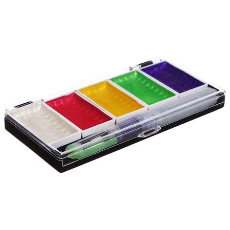 Краски Sima-Land акварельные перламутровые 5 цветов + кисть в пластиковой коробке JG-5