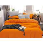 Комплект постельного белья PAVLine Манетти полисатин Евро оранжевый/серый S19