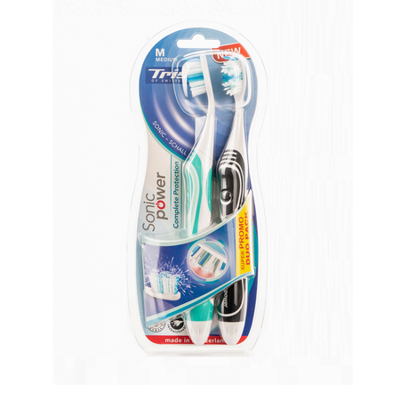 Зубная щетка TRISA Sonicpower akku 66192 Black-Mint 2 шт