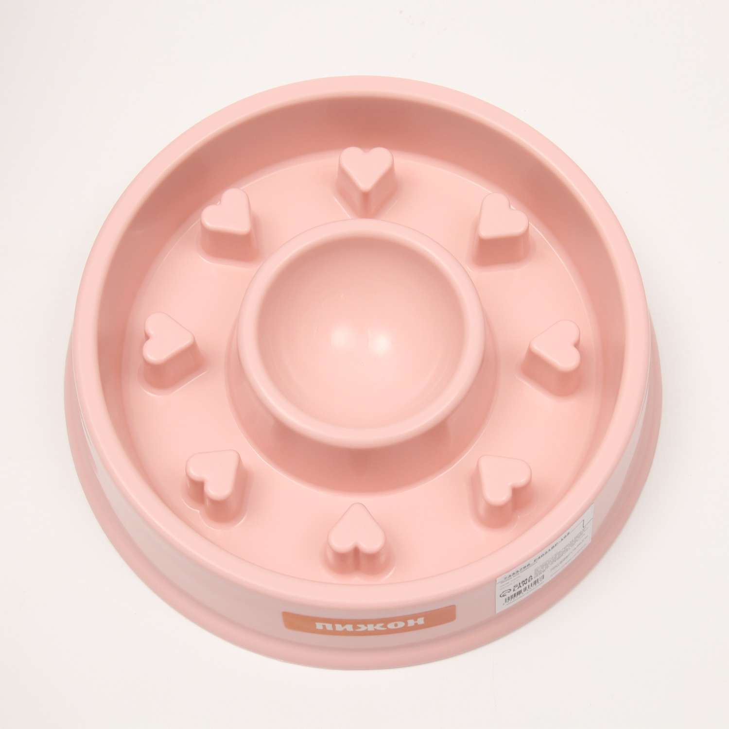 Миска Пижон Медленное кормление от переедания 20.5х20.5х4.5 см розовая 150 мл - фото 2