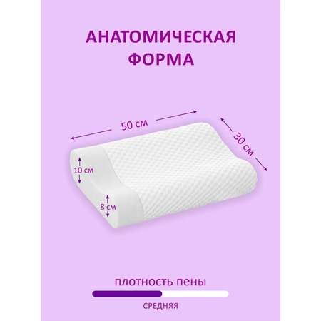 Детская ортопедическая подушка Green Leaf Formula для сна с эффектом памяти 50х30 высота 10/8