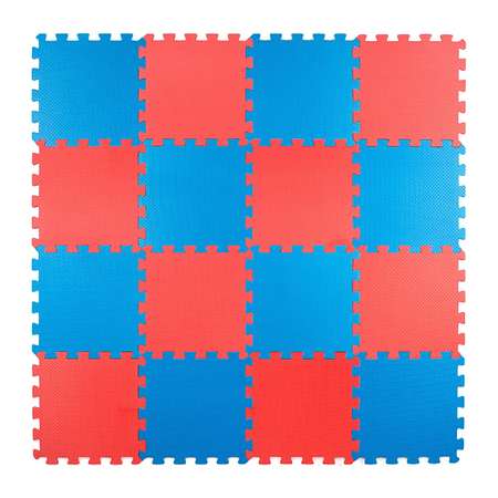 Развивающий детский коврик Eco cover мягкий пол для ползания красно-синий 25х25