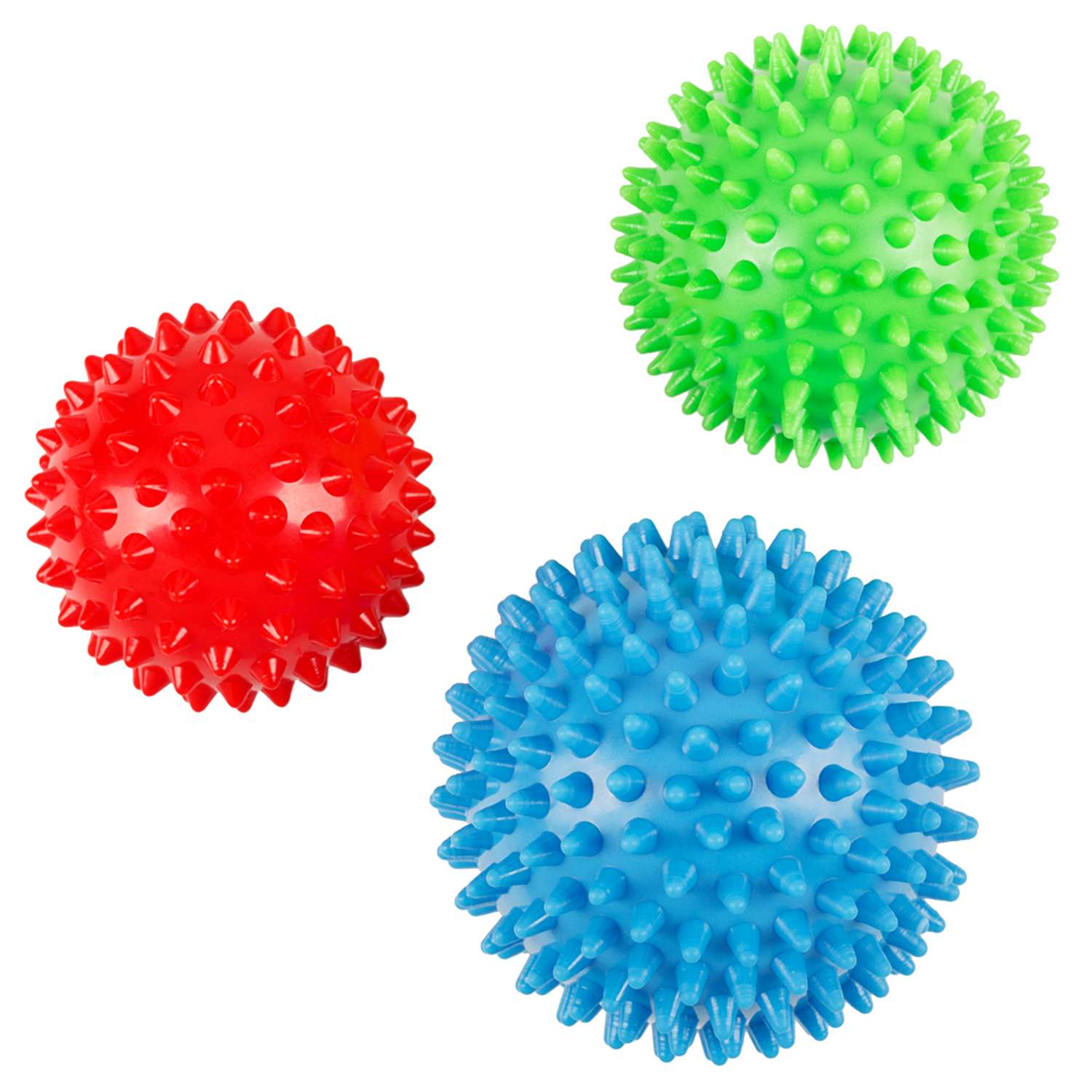 Комплект из 3 массажных мячей STRONG BODY жестких с игольчатой поверхностью: 6.5 см 7.5 см 8.5 см - фото 2