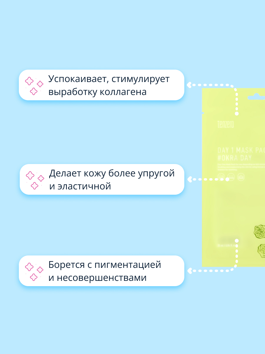 Маска тканевая Tenzero c экстрактом плодов бамии увлажняющая и успокаивающая 25 мл - фото 3