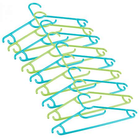 Набор вешалок БЫТПЛАСТ для детской одежды 31.5 см 9 штук зеленый и фиолетовый