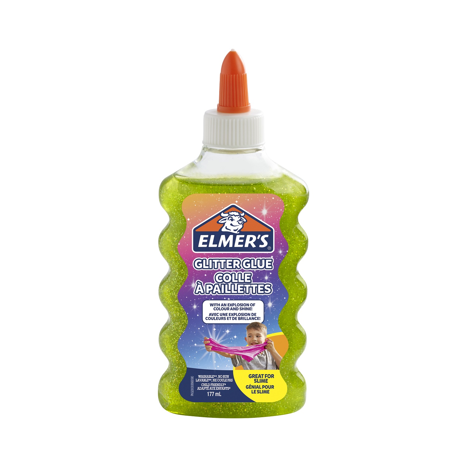 Клей для слаймов Elmers Glitter glue 177 мл с блестками Зеленый - фото 1