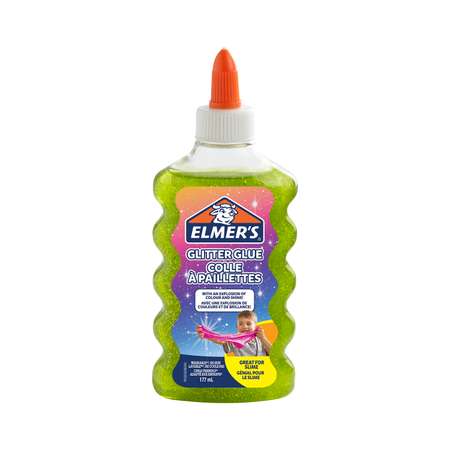 Клей для слаймов Elmers Glitter glue 177 мл с блестками Зеленый