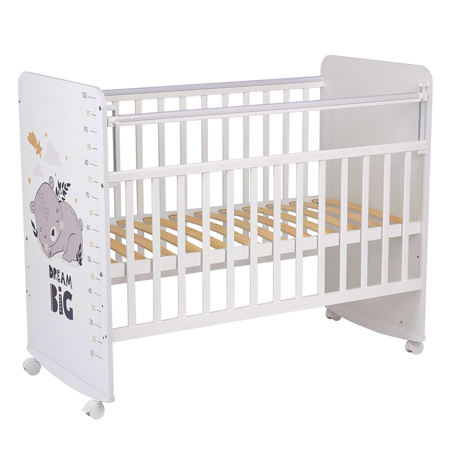 Детская кроватка Фея 702 Спящий мишка прямоугольная, без маятника (белый) - фото 1