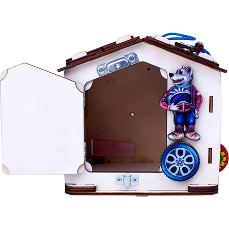 Бизиборд Jolly Kids развивающий домик со светом Волк