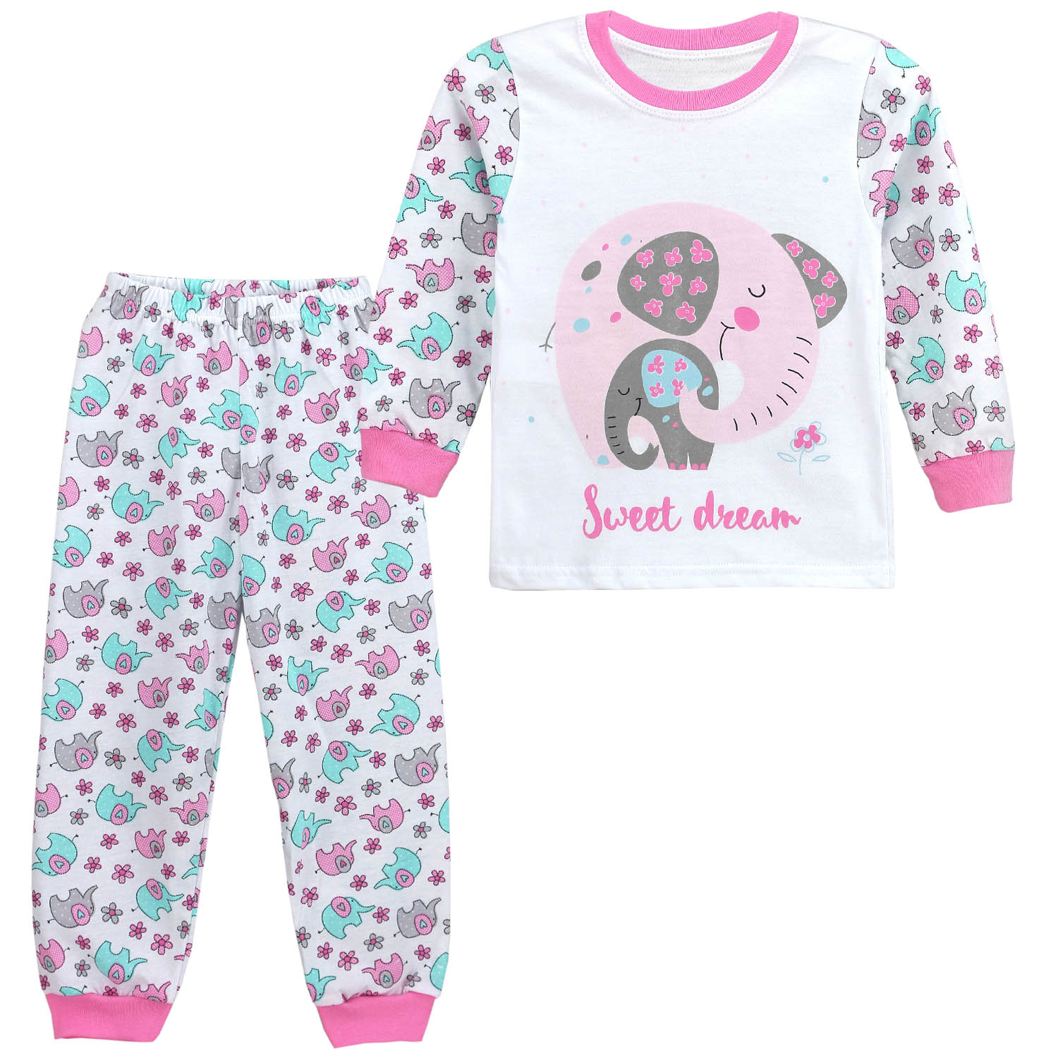 Пижама Babycollection 00-00029566белый мятный розовый - фото 1