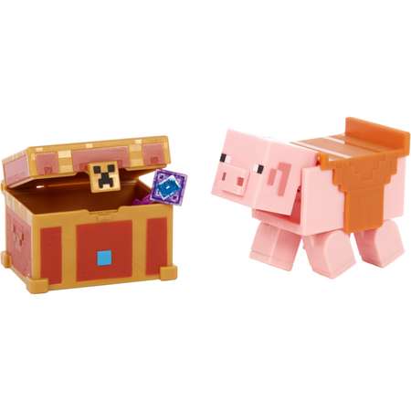 Фигурка Minecraft Подземелье Свинья-копилка малая с аксессуарами GNC29