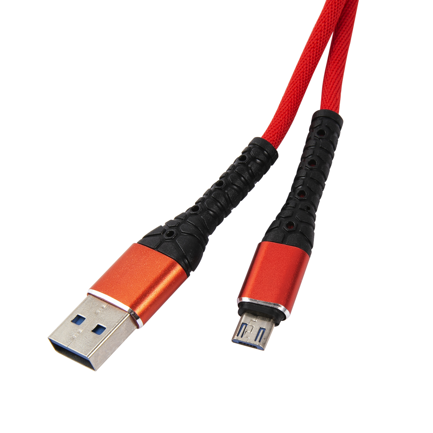 Кабель mObility USB – microUSB 3А тканевая оплетка красный - фото 2