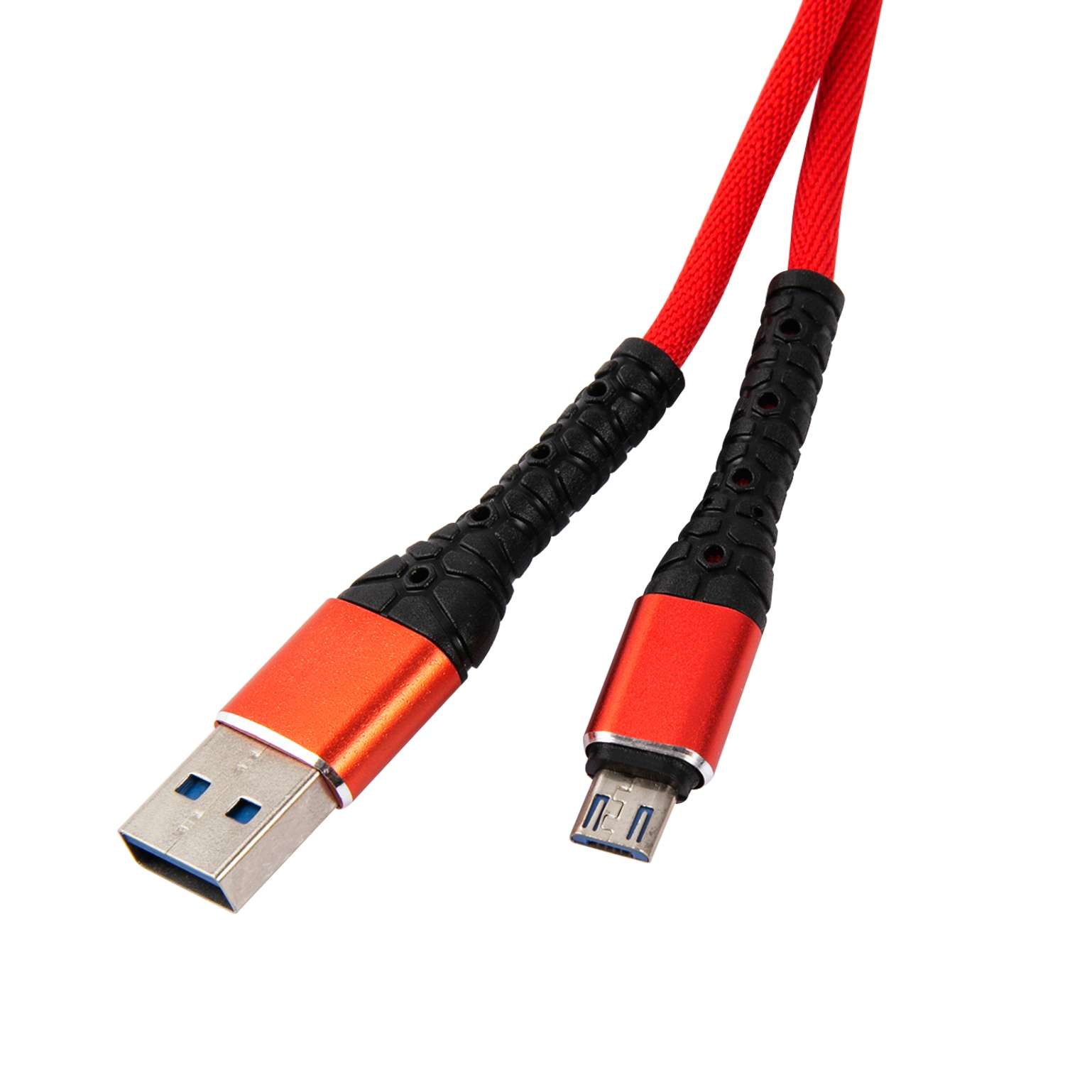Кабель mObility USB – microUSB 3А тканевая оплетка красный - фото 2
