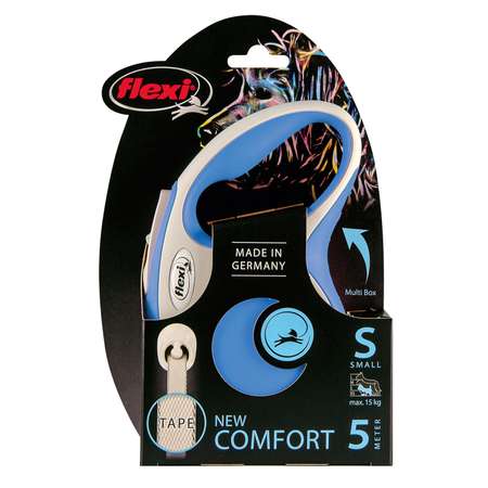 Рулетка для собак Flexi New Line Comfort S лента 5м до 15кг Серый-Синий