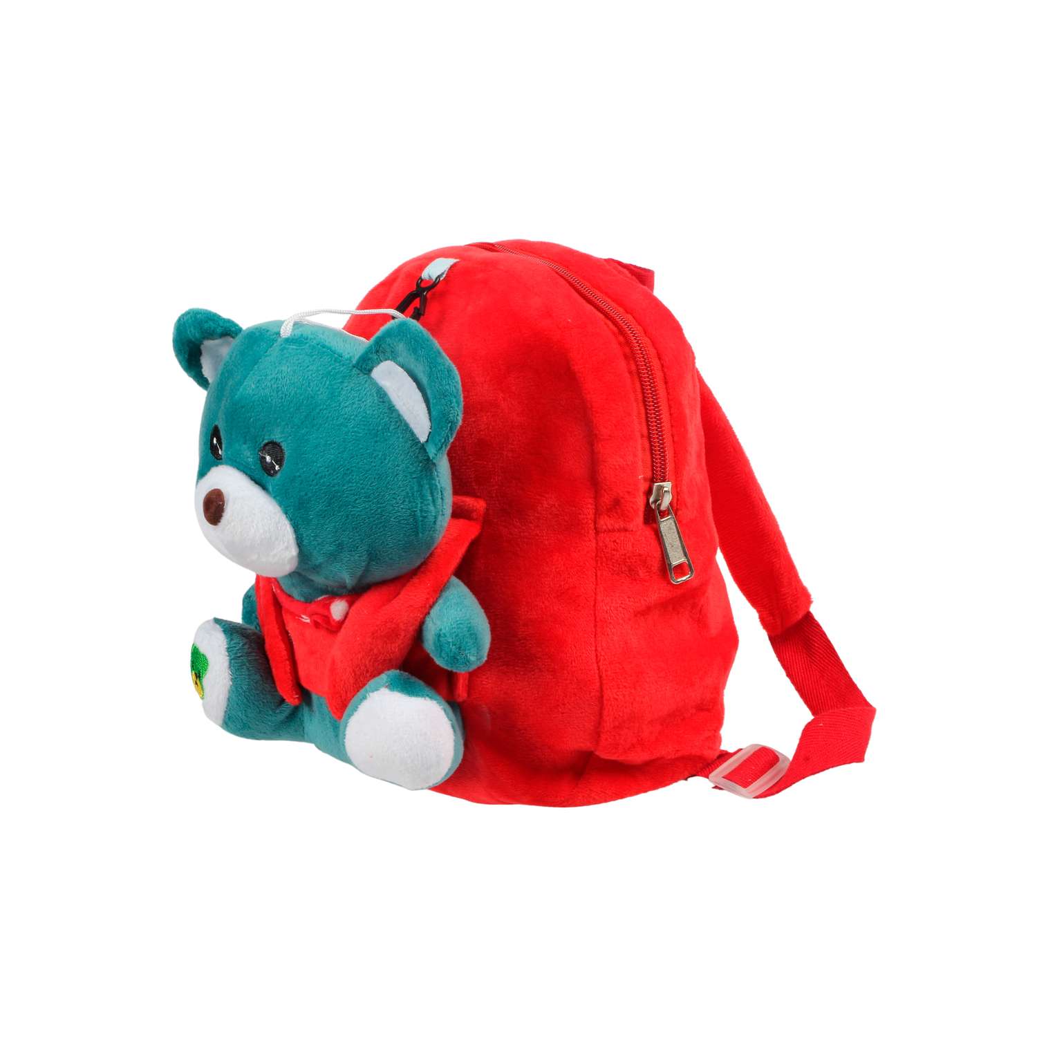 Рюкзак с игрушкой Little Mania красный Мишка изумрудно-зелёный - фото 2