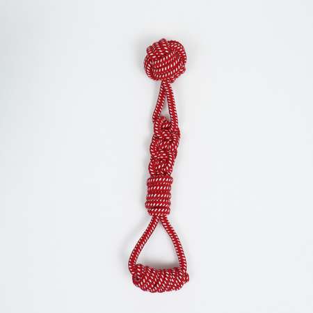Игрушка Пижон канатная плетеная с ручкой до 38 см до 180 г шар 7 см красная