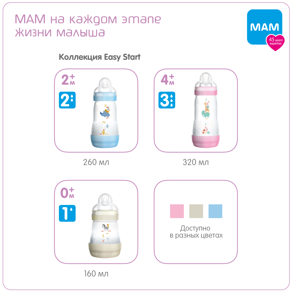 Бутылочка MAM Easy Start с системой анти колик 160мл матовая бежевая 0+ - фото 12