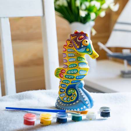 Набор для творчества Раскрась и подари Сделай сам керамическую фигурку игрушку Морской конек
